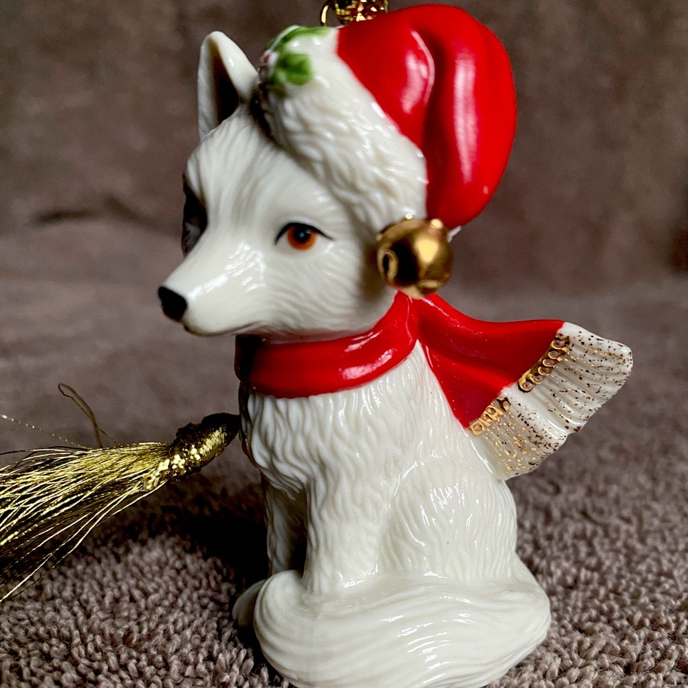 Half Off Sale- 4 Lenox Ornaments-Holiday Fox w/ Accessory, Santa and a Snowman.